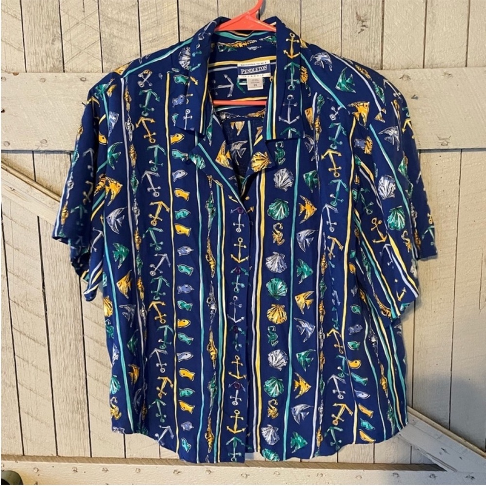 Pendleton Vintage Button Down Nautical Top - image 1